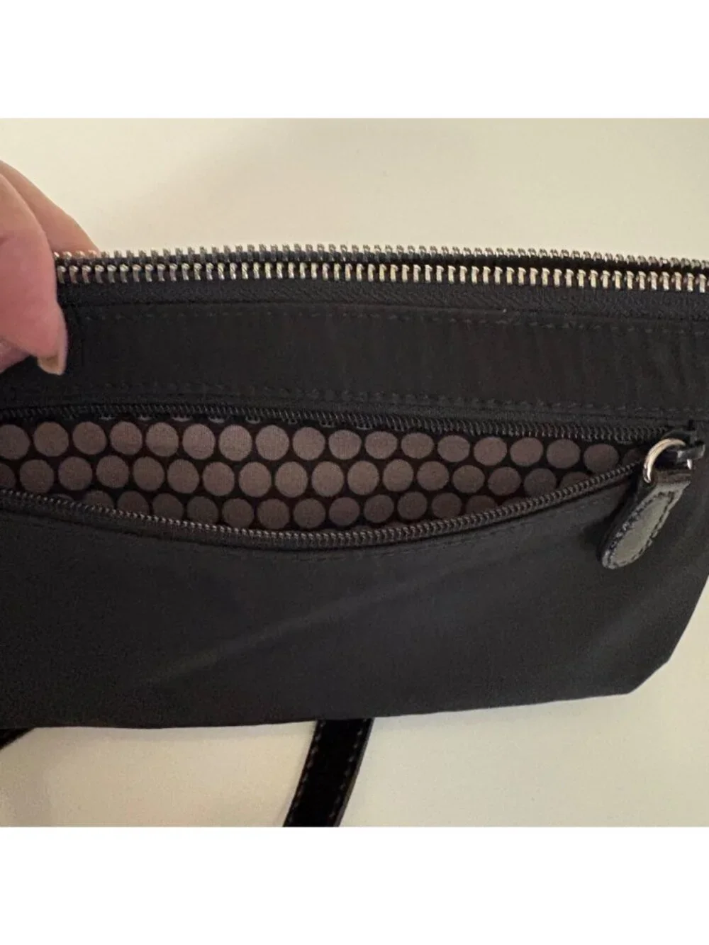 Brighton Black Nylon Faux Patent Leather Crossbody Bag Adjustable Strap Purse